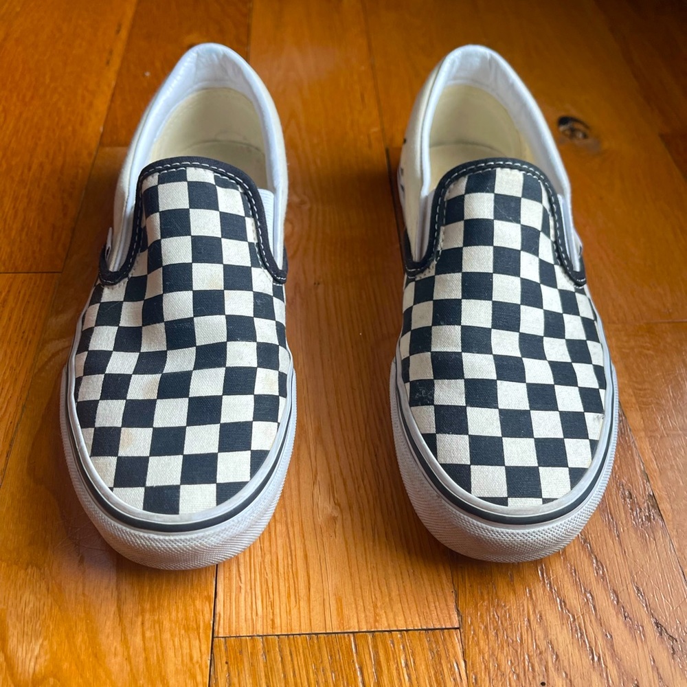 Vans Classic Checkerboard White & Black Slip-On Shoes